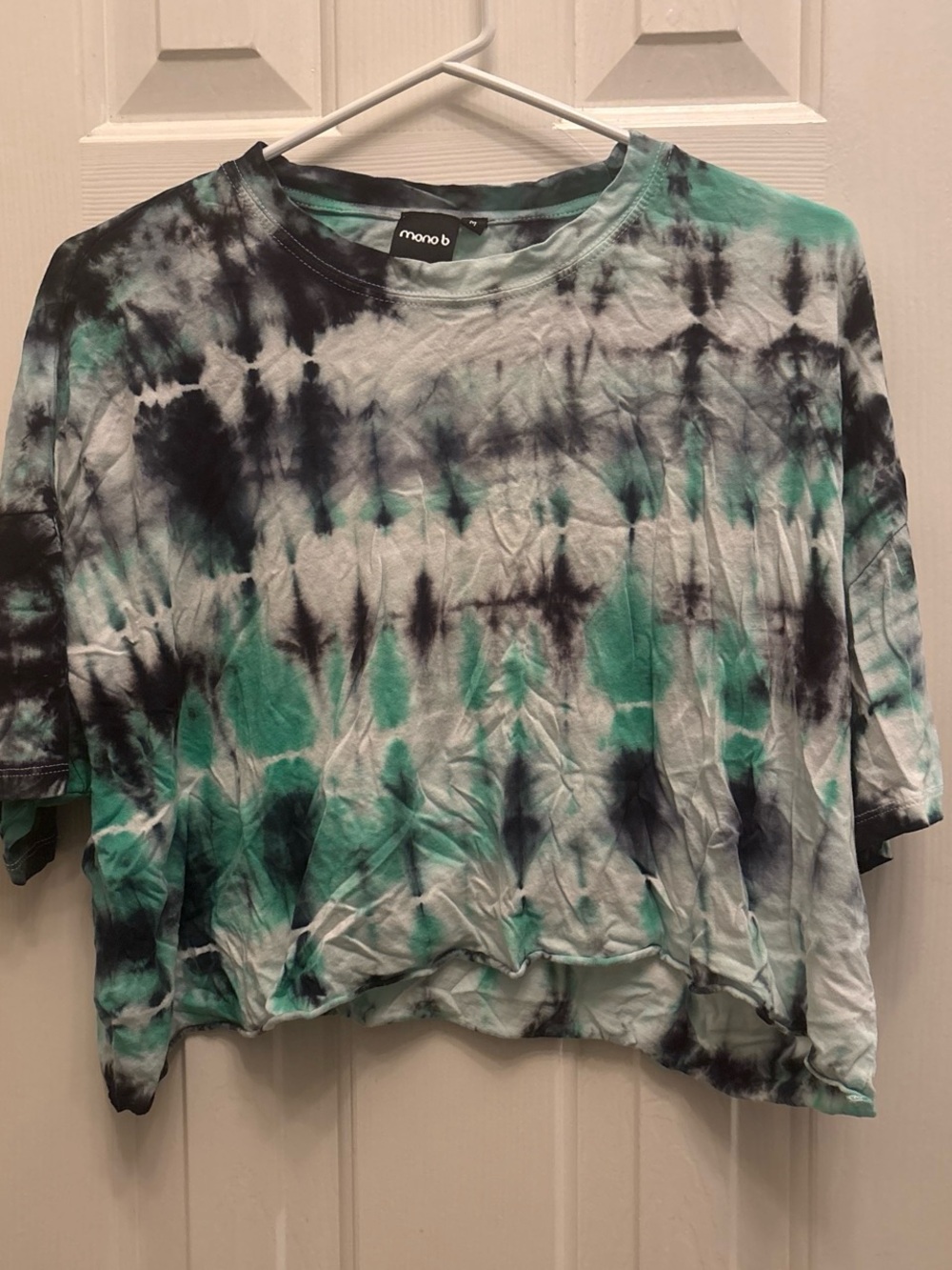 Mono B Green & Black Tie-Dye Cropped Tee